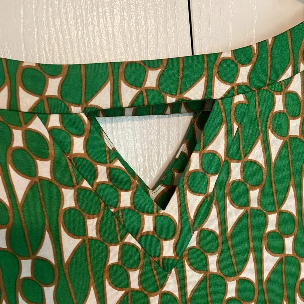 Diane Von Furstenburg Hartly Silk Dress Green Print Ruched Sides Size 8 Women’s - Picture 4 of 4